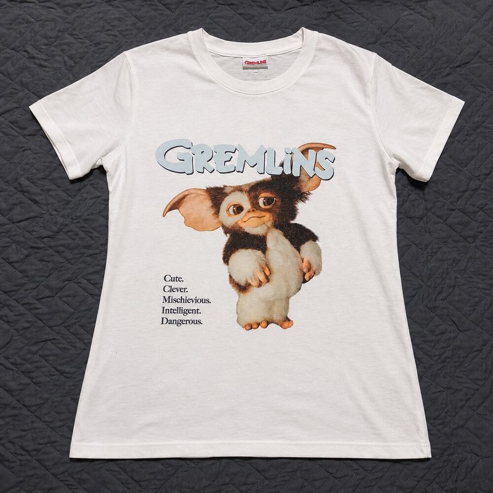 Gremlins Gizmo Graphic T-Shirt XS White Movie Tee Warner Bros Cute Retro 1984